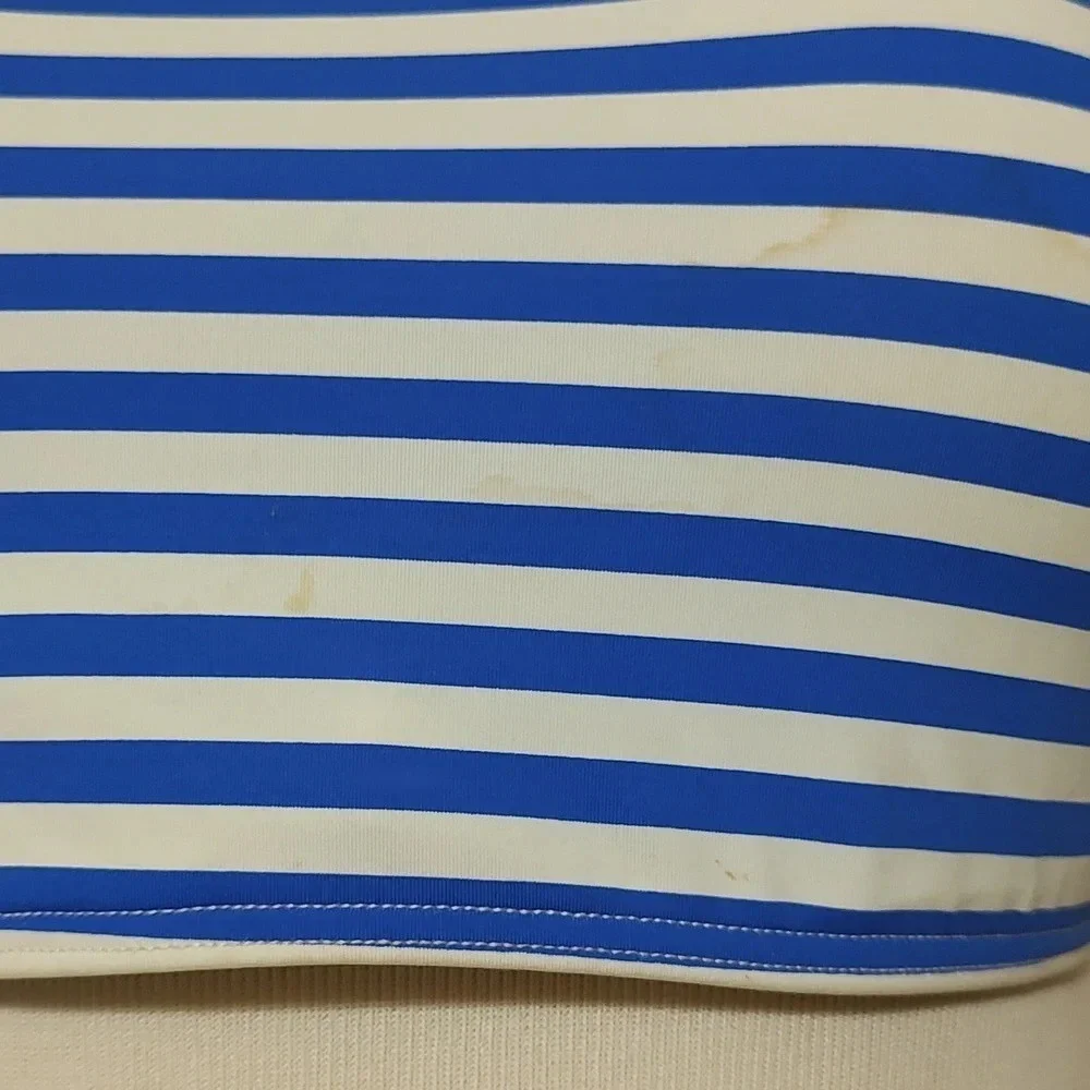 Piha Blue and White Stripe 2 Piece Swim Wear Size L (12)